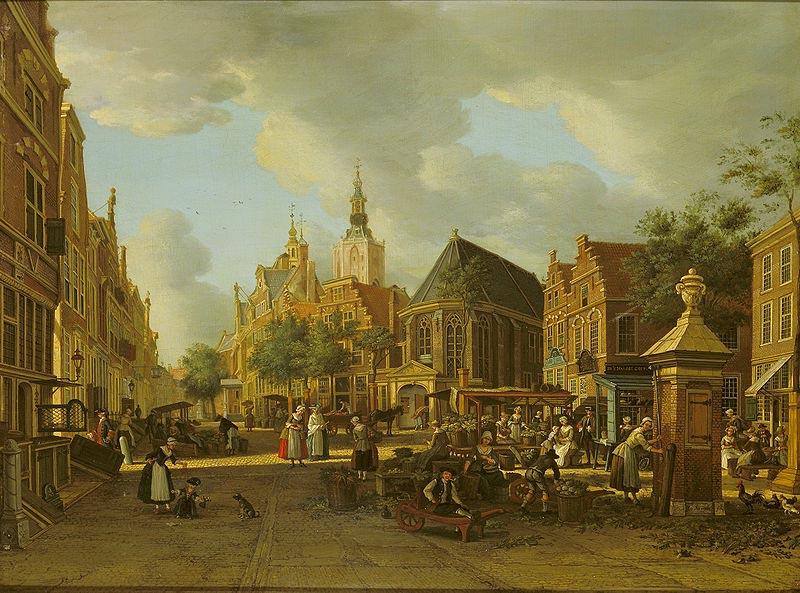 unknow artist The Groenmarkt as seen towards the Westeinde Sweden oil painting art